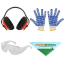 Kit de protección: gafas, guantes, orejeras y bandana Agrieuro de serie