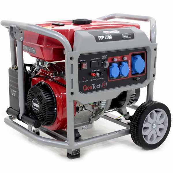 Generador eléctrico 5,0 kW monofásico de gasolina GeoTech Pro GGP 6500 con ruedas
