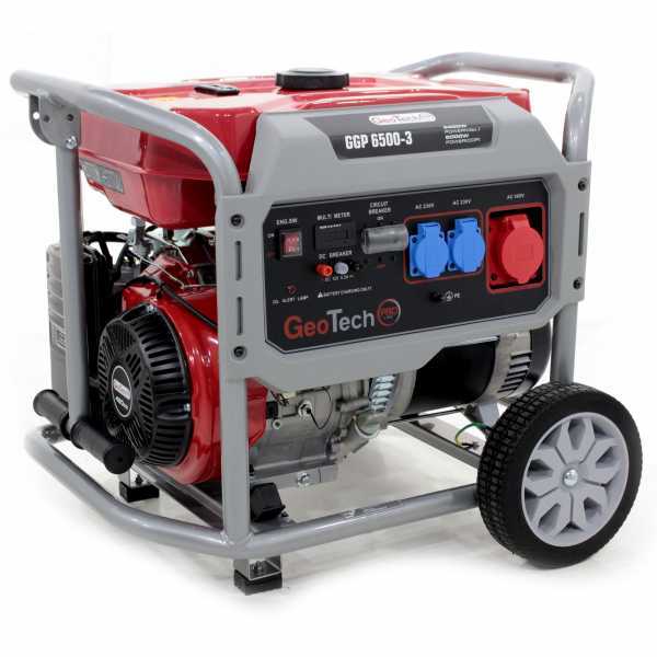 GeoTech Pro GGP 6500-3 - Generador de corriente con ruedas y AVR 5.4 kW - Continua 5 kw Trifásica