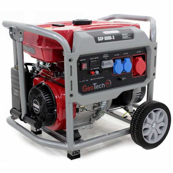 GeoTech Pro GGP 8000-3 - Generador de corriente con ruedas y AVR 6.5 kW - Continua 6 kw Trifásica