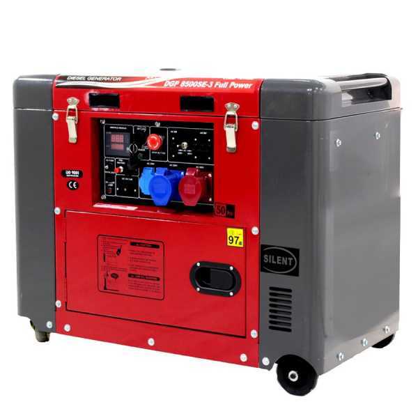 GeoTech Pro DGP8500SE-3 - Generador de corriente diésel con ruedas y AVR 6.0 kW - Continua 5.5 kw Full-Power