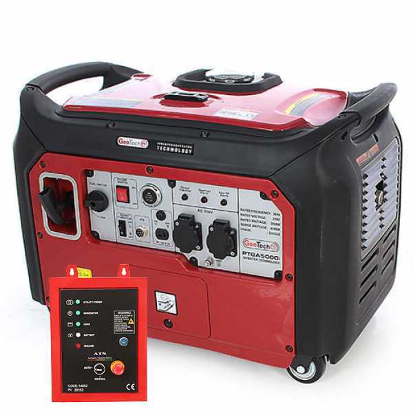 GeoTech PTGA 5000i - Generador de corriente silencioso inverter 4 kW - Continua 3.5 kw Monofásico + ATS