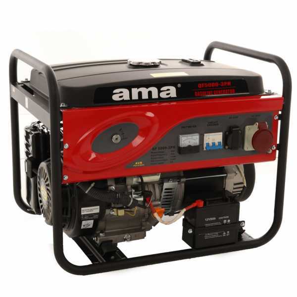 AMA QF5000 3PH - Generador de corriente con arranque eléctrico y AVR 5.5 KW - Continua 5 Kw Trifásica
