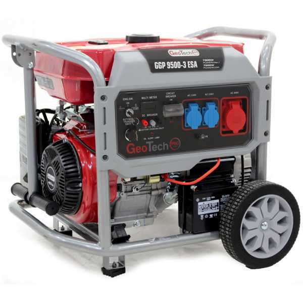 Generador eléctrico 7,5 kW trifásico GeoTech Pro GGP 9500-3 ESA con carro, arranque eléctrico