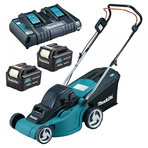 Cortacésped eléctrico de batería 2 X 4 Ah al litio Makita DLM380PM2 - 2 en 1 - cm 38