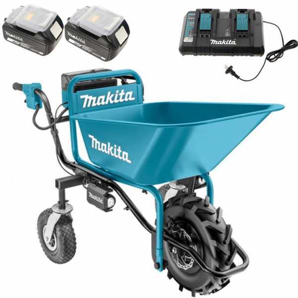 Carretilla eléctrica de ruedas Makita DCU180 con cuba - batería 5 Ah/18 V (2x18 V)