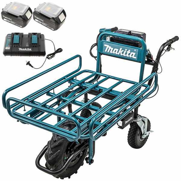 Carretilla eléctrica de ruedas Makita DCU180 con chasis tubular y batería 5Ah/18V(2x18v)