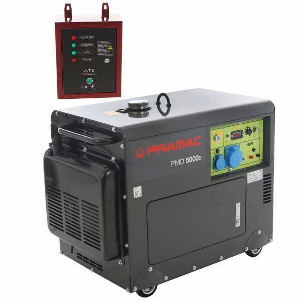 Pramac PMD5000s - Generador de corriente silencioso diésel con AVR 5 kW - Continua 4.2 kW Monofásica + ATS