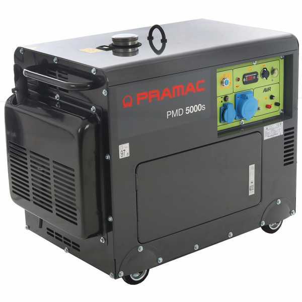 Generador eléctrico 4,2 kW monofásico diesel Pramac PMD5000s silencioso con ruedas
