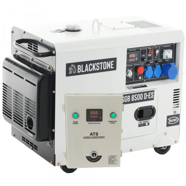 Blackstone SGB 8500 D-ES - Generador de corriente diésel silencioso con AVR 6.3 kW - Continua 6 kW Monofásica + ATS