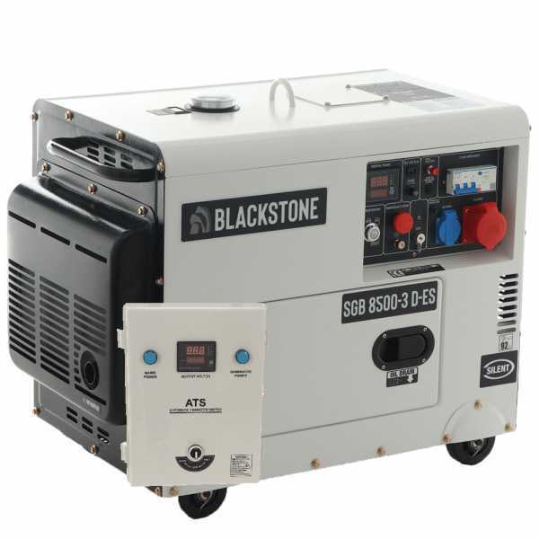 Blackstone SGB 8500-3 D-ES - Generador de corriente diésel silencioso con AVR 6.3 kW - Continua 6 kW Monofásica + ATS