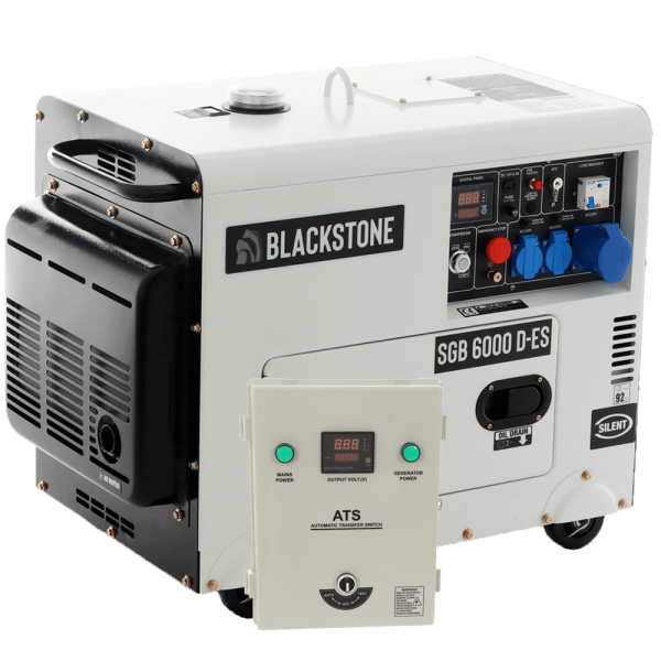 Blackstone SGB 6000 D-ES - Generador de corriente diésel silencioso con AVR 5.3 kW - Continua 5 kW Monofásico + ATS en venta