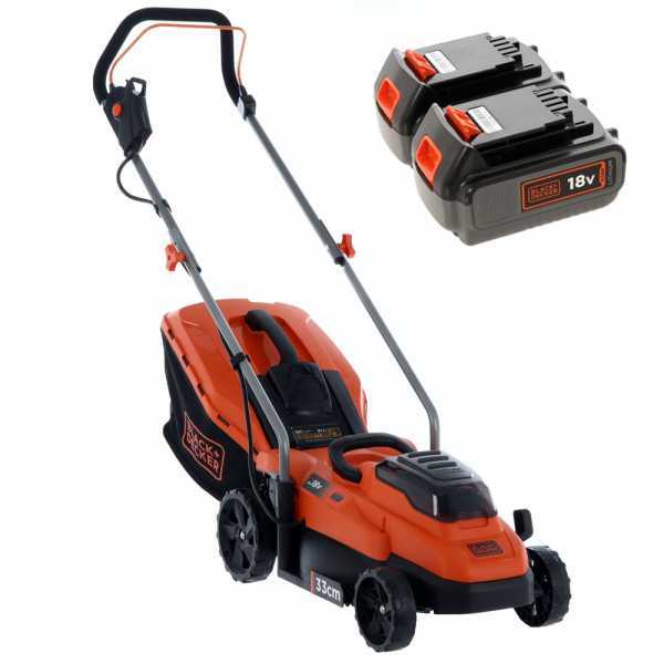 Black & Decker BCMW33184L2-QW - Cortacésped de batería - 2x18V/4.0Ah - Corte 33 cm