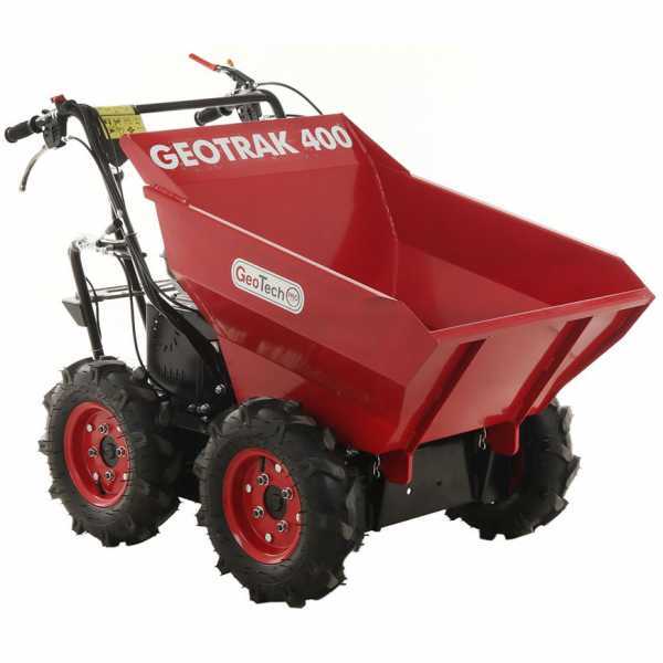 Carretilla con motor GeotechPro GEOTRAK 400 - Cajón dumper 400 Kg - 4 ruedas motrices