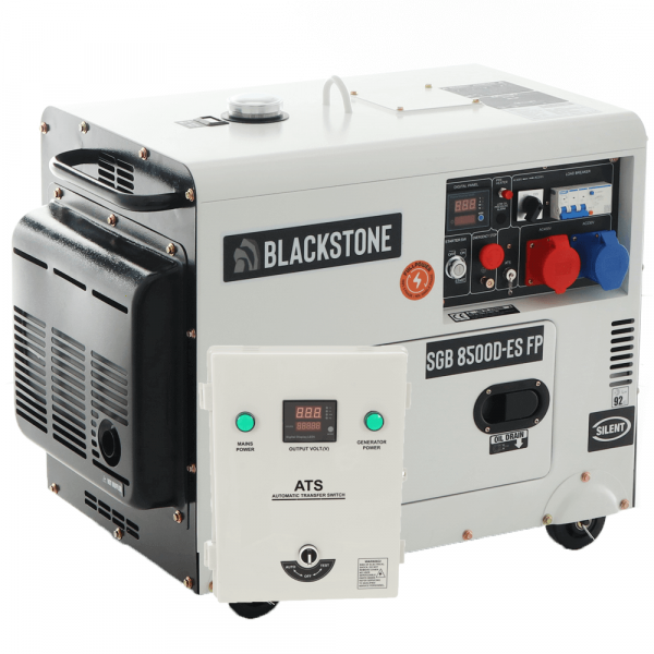 BlackStone SGB 8500 D-ES FP - Generador de corriente con ruedas silencioso diésel con AVR 6.3 kW - Continua 6 kW Full-Power + ATS monofásico