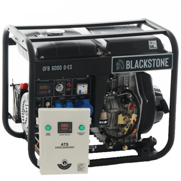 BlackStone OFB 6000 D-ES - Generador de corriente diésel con AVR 5.3  kW - Continua 5 kW Monofaásica + ATS