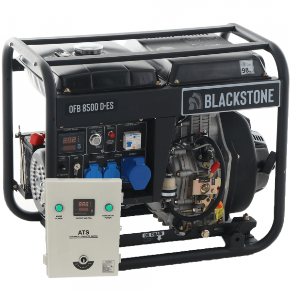 BlackStone OFB 8500 D-ES - Generador de corriente diésel con AVR 6.3 kW - Continua 6 kW Monofásica + ATS en venta