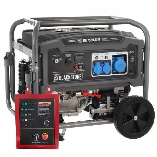 BlackStone BG 7550-X ES - Generador de corriente con ruedas a gasolina con AVR 5.4 kW - Continua 5 kW Monofásica + ATS