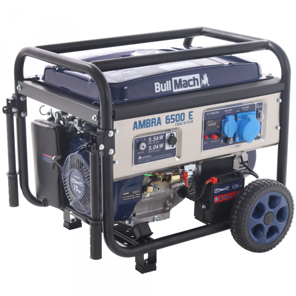 Generador eléctrico 5,0 kW monofásico BullMach AMBRA 6500 E - Versión con ruedas