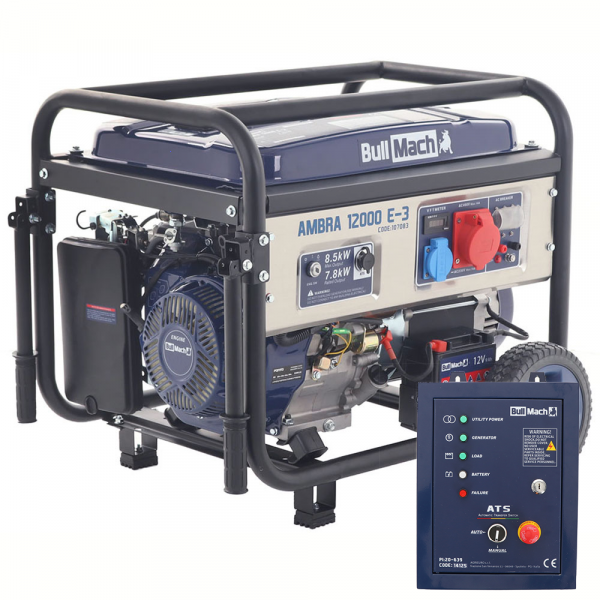 Generador eléctrico trifásico 7,8 kW BullMach AMBRA 12000 E-3 - Panel ATS de serie