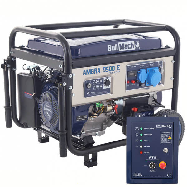 Generador eléctrico monofásico 7,0 kW BullMach AMBRA 9500 E - Panel ATS de serie