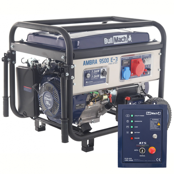Generador eléctrico trifásico 7,0 kW BullMach AMBRA 9500 E-3 - Panel ATS incluido