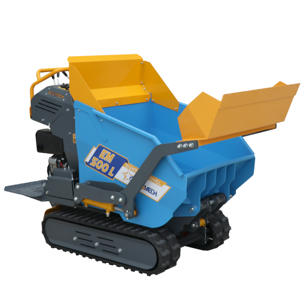 Carretilla de orugas EuroMech EM500L-Dump & Shovel - Caja dumper hidráulica 500 kg con pala