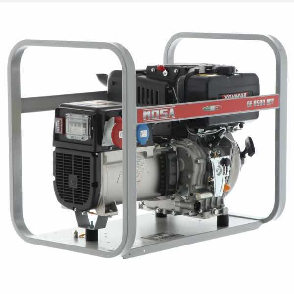Generador eléctrico 4,6 kW trifásico MOSA GE 6500 YDT - Motor Diésel Yanmar - Alternador Italiano