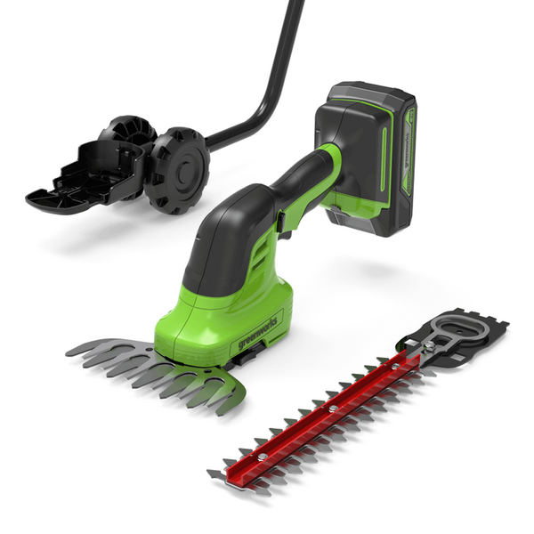 Greenworks G24SHT - Tijera cortacésped de batería con pértiga - Juego batería de 24V 2.0ah y cargador