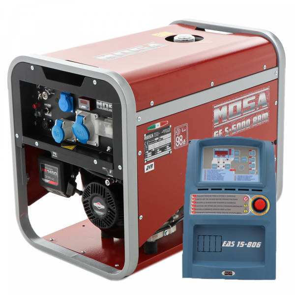 Generador eléctrico 3.6 kW monofásico MOSA GE S-5000 BBM AVR EAS - Panel ATS incluido