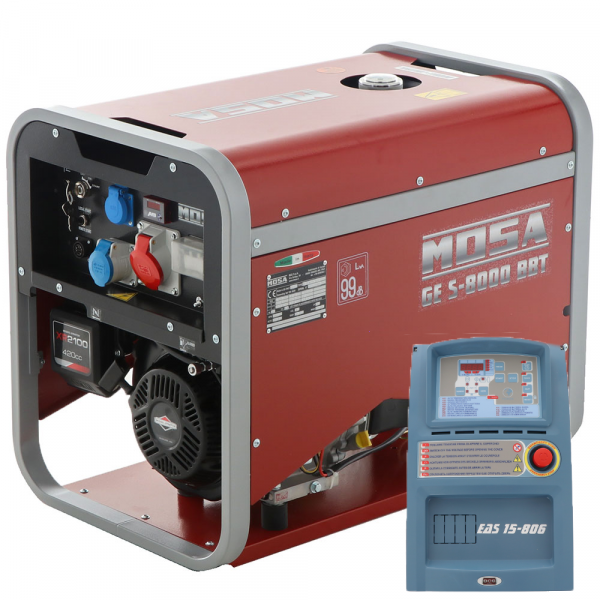 Generador eléctrico 5.6 kW trifásico MOSA GE S-8000 BBT AVR EAS - Panel ATS incluido