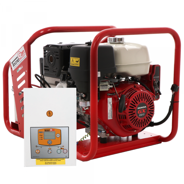 Tecnogen H8000 TE/A - Generador de corriente a gasolina con AVR 6 kW - Continua 5.4 kW Trifásico + ATS