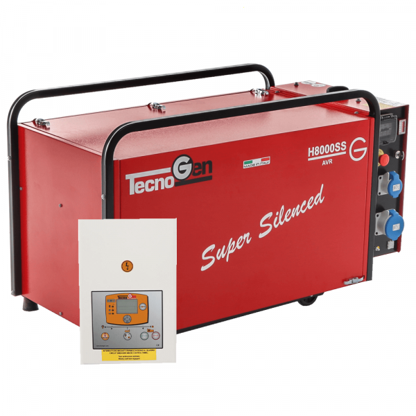 TecnoGen H8000SS/A - Generador de corriente a gasolina silencioso 5.8 kW - Continua 5.2 kW Monofásica + ATS