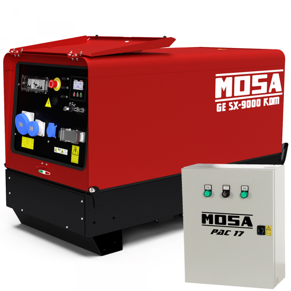 Generador eléctrico silencioso 7.5 kW monofásico diésel MOSA GE SX-9000 KDM - Kohler-Lombardini KDW702 - Cuadro ATS incluido