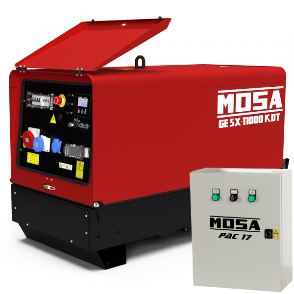 Generador de corriente silencioso 8 kW Trifase diésel MOSA GE SX-11000 KDT - Kohler-Lombardini KDW702 - Cuadro ATS incluido