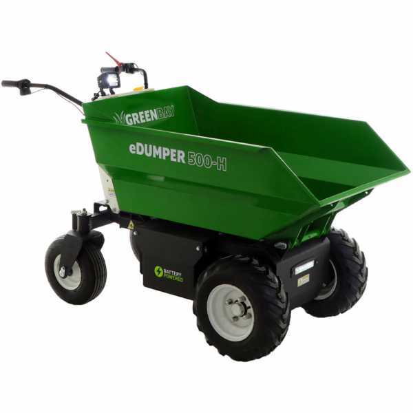 GREENBAY eDumper 500-H - Motocarretilla de batería - 48V 32Ah - Cajón dumper con volteo hidráulico