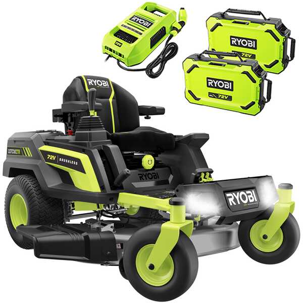 Ryobi ZTRX107 - Tractor cortacésped a batería de radio cero - 72V/20Ah - corte de 107 cm - 2en1