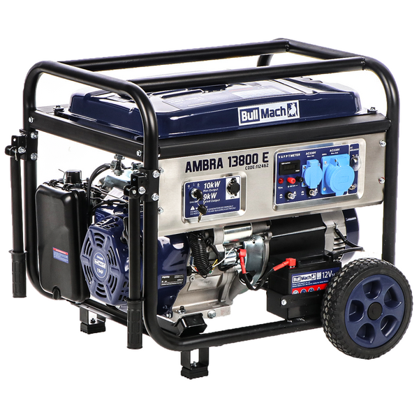 BullMach AMBRA 13800 E - Generador de corriente a gasolina con AVR 10 kW - Continua 9 kW Monofásico