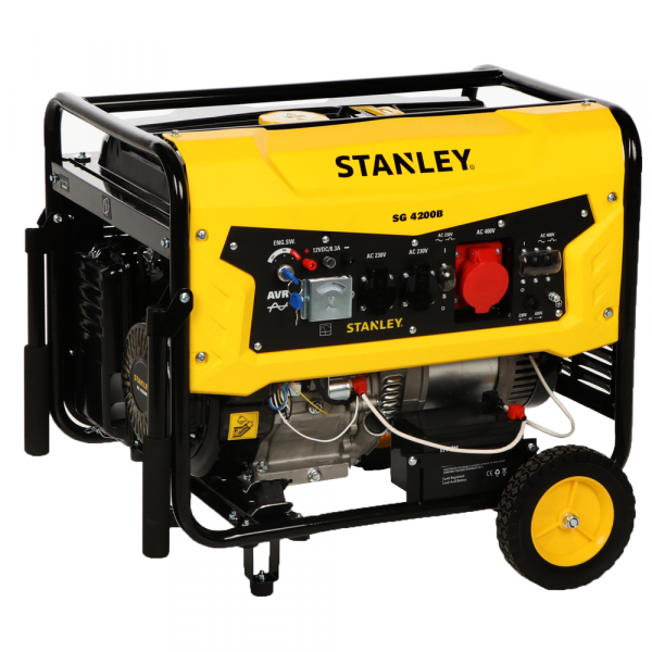 Stanley SG 4200B - Generador de corriente a gasolina - AVR - 4.3 kW - Continua 4.0 kW Trifásica