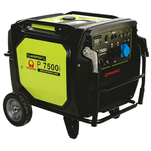 Pramac P7500I - Generador de corriente inverter silencioso con ruedas 7 kW - Continua 6,5 kW Monofásico