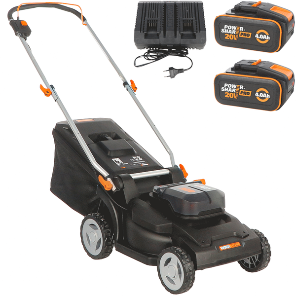 Worx Nitro WG745E - Cortacésped de batería - 2x20V/4Ah - Corte 41cm