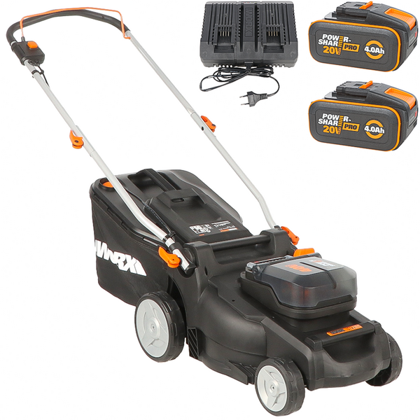Worx Nitro WG737E - Cortacésped de batería - 2x20V/4Ah - Corte 37cm