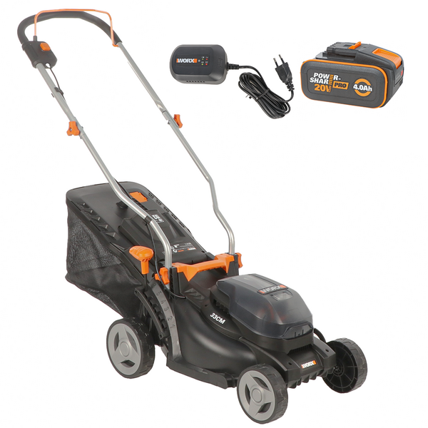 Worx WG733E - Cortacésped de batería - 20V/4Ah - Corte 33 cm
