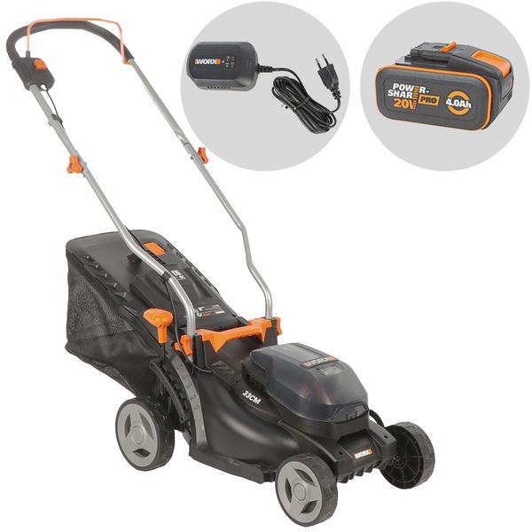 Worx WG733E - Cortacésped de batería - 20V/4Ah - Corte 33 cm