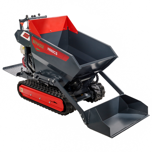 Benassi H660CS - Carretilla de orugas - Cajón dumper hidráulico con pala - Capacidad 600Kg