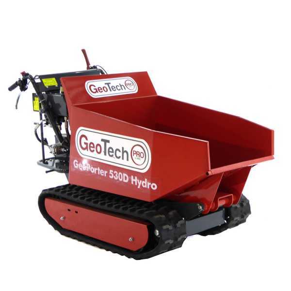 Carretilla de orugas motorizada GeoTech 530D GeoPorter Hydro, caja dumper hidráulica 500kg