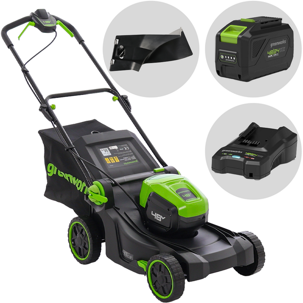 Greenworks GD48LM41II - Cortacésped de batería - 48 V/4 Ah - Corte de 41 cm