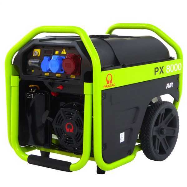 Generador eléctrico 4 kW trifásico de gasolina Pramac PX 8000 - con carro y arranque eléctrico