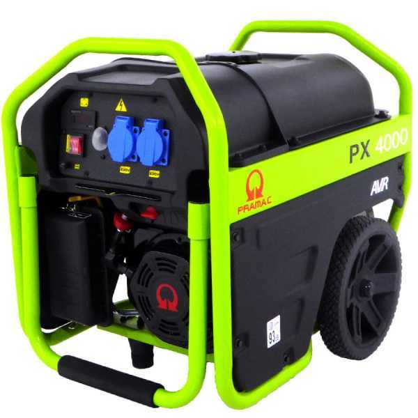 Generador eléctrico 2,3 kW monofásico de gasolina Pramac PX 4000 con carro