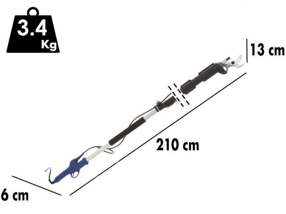 BullMach ARTEMIS 45 Pro - Tijera el&eacute;ctrica de poda con p&eacute;rtiga - 150/210 cm